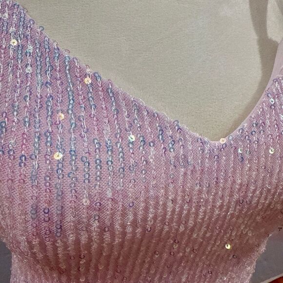 Morgan & Co. Elegant Pink sequin Glitter Evening Dress NWT - Picture 2 of 10